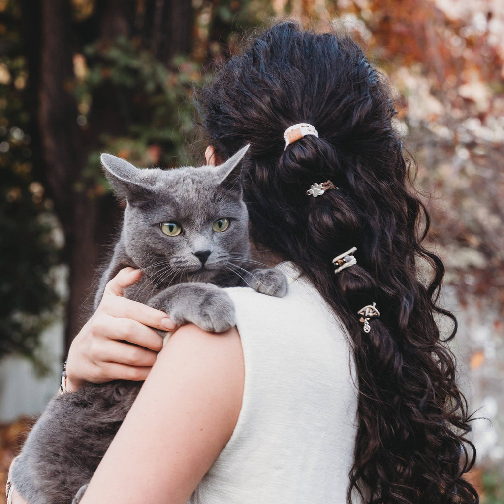 "Paws" Natural Hues with Silver and Paw Accents Hair Tie Bracelet-K'lani hair tie bracelets