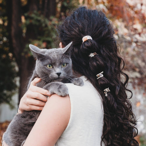 "Paws" Natural Hues with Silver and Paw Accents Hair Tie Bracelet-K'lani hair tie bracelets
