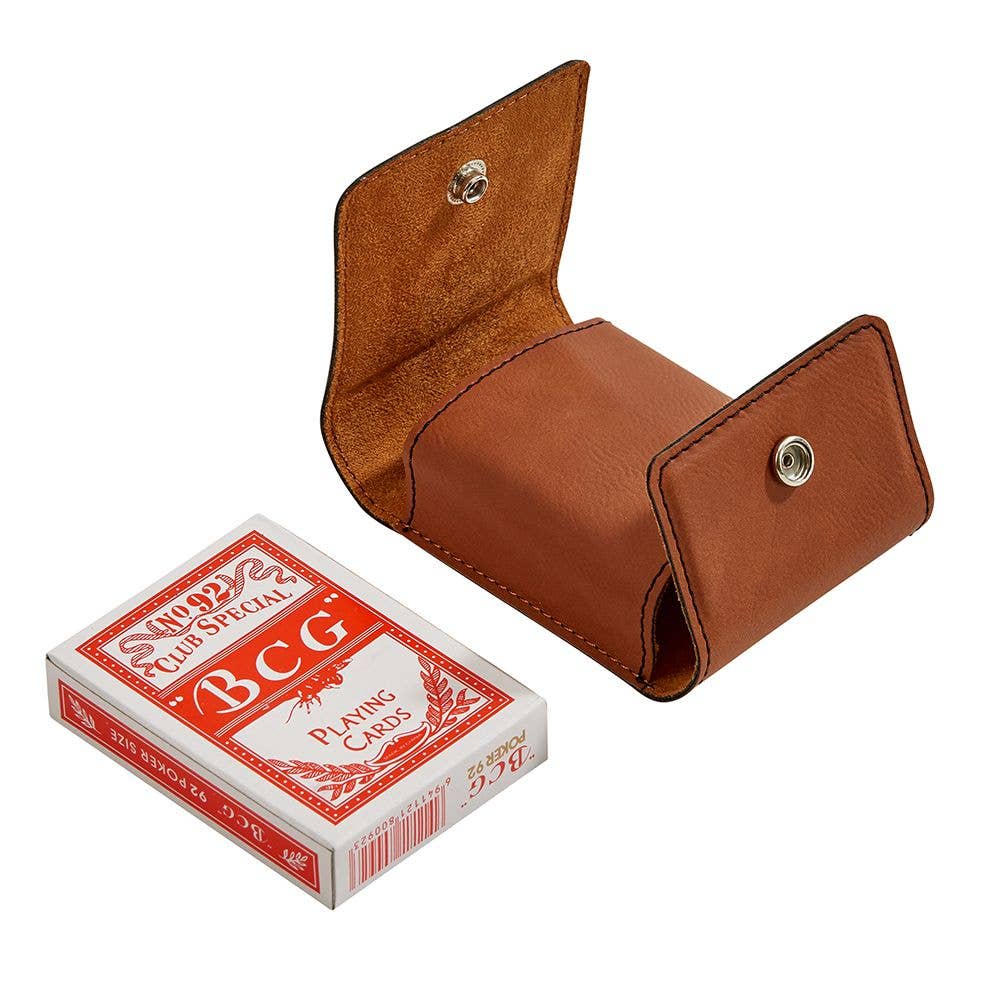 Leatherette Playing Cards Case,  Caramel 3.75"