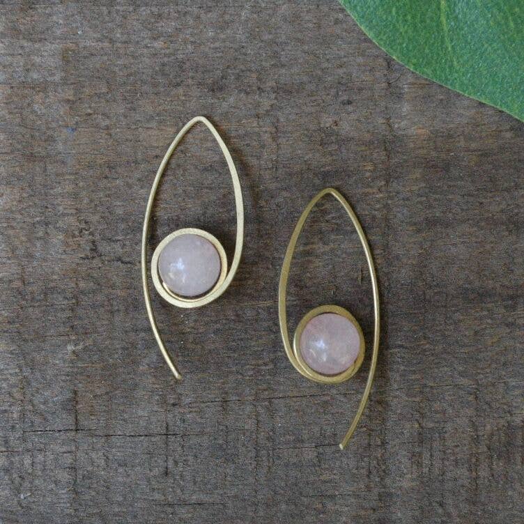 Baizaar - Brass Stone Drop Earring