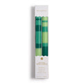 Green striped taper candles, Set of 2
