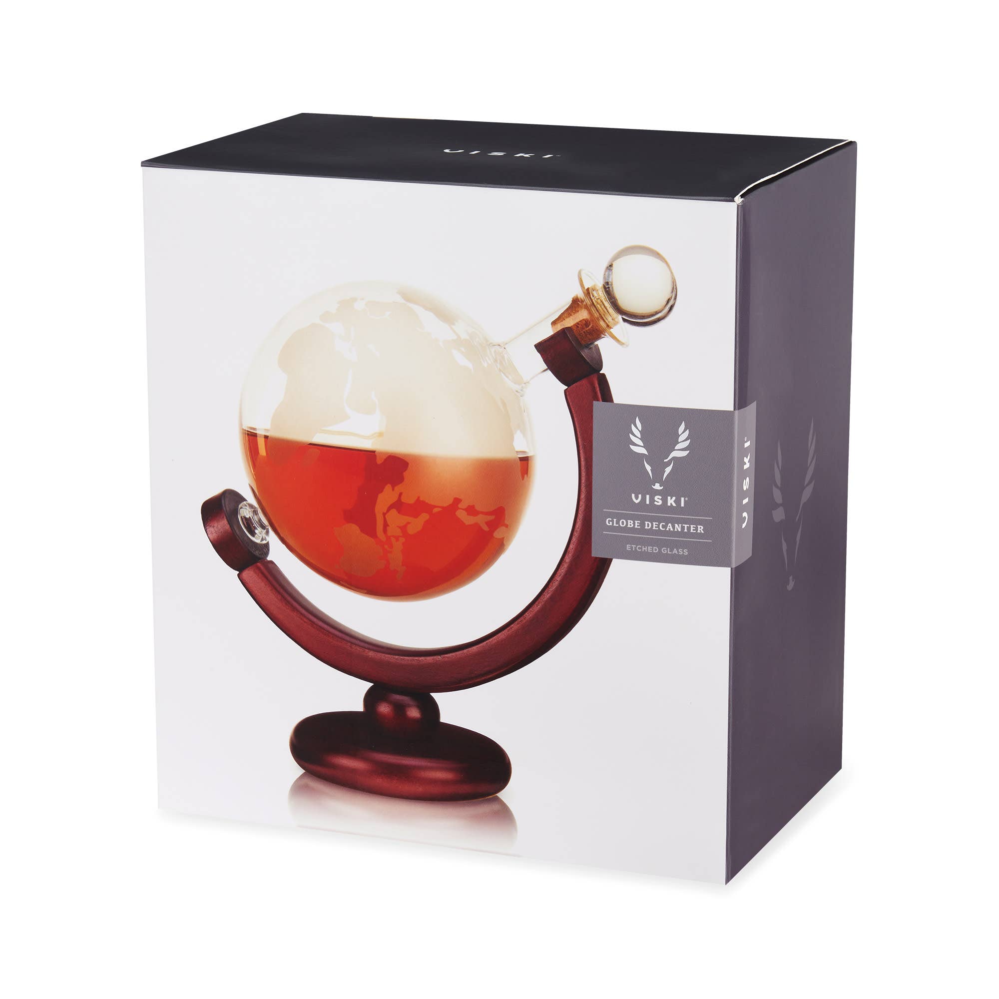 Globe Themed Liquor Decanter with Wood Base