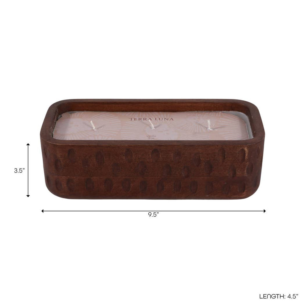 Brown Mango Pottery "Wood Hammered", 18 Oz, Vanilla Scented Candle