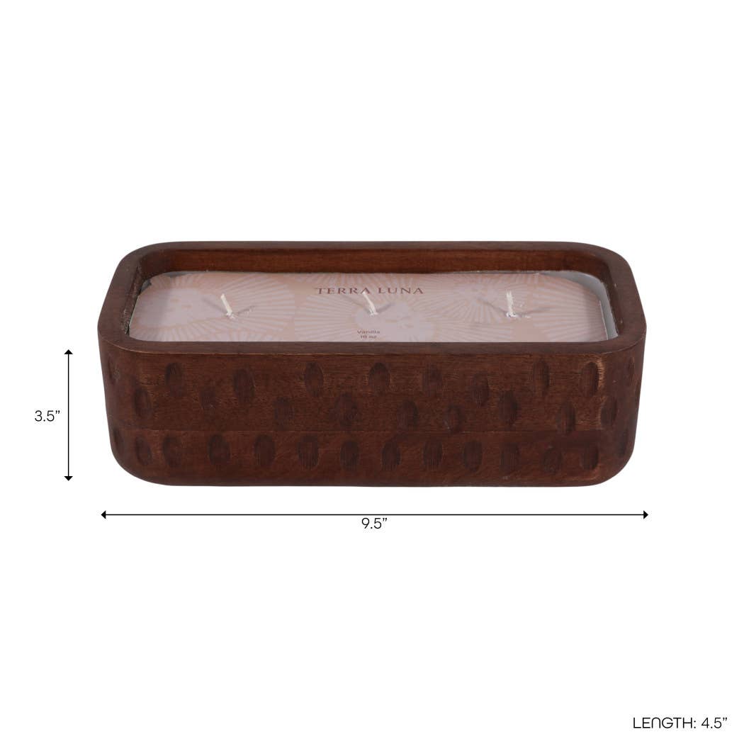 Brown Mango Pottery "Wood Hammered", 18 Oz, Vanilla Scented Candle