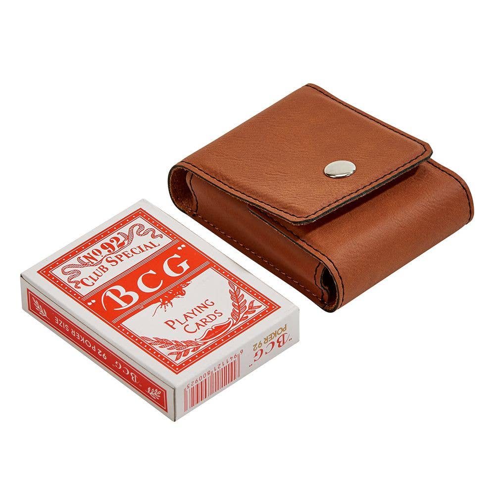 Leatherette Playing Cards Case,  Caramel 3.75"