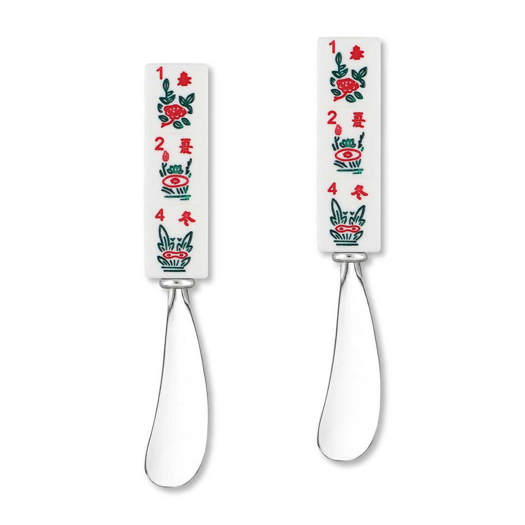 Flowers 2-Piece Mahjong Zinc Cheese Spreader