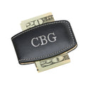 Black Leather Money Clip - Gift for Him