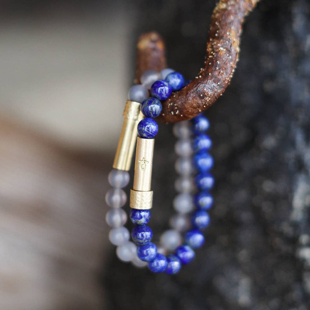 Polished Lapis Lazuli Intention Bracelet - Wishbeads