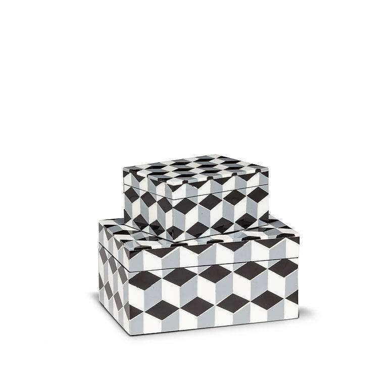 Set of 2 Rectangle Mosaic Boxes - Grey