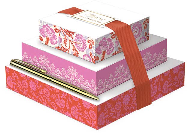 Prairie Rose Notepad - Tower of Notes with Pen -Lady Jayne -