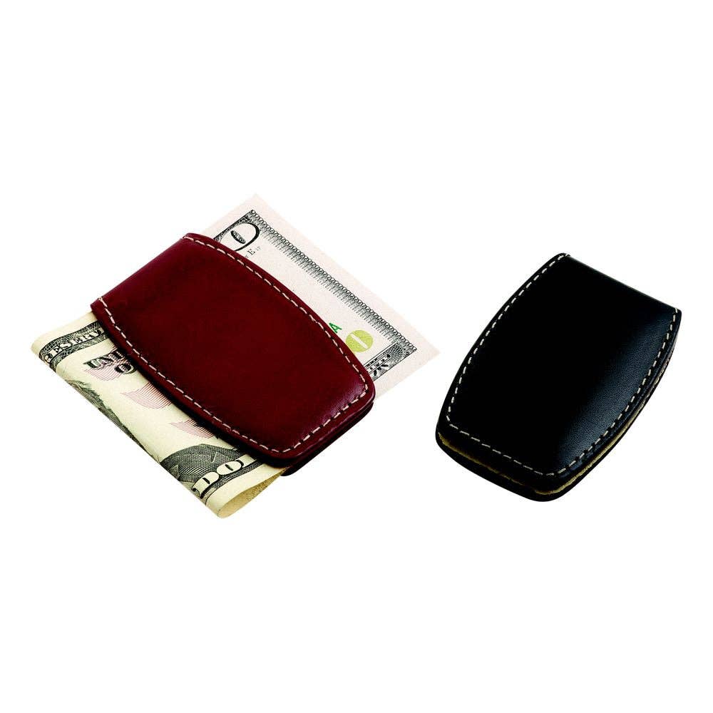 Brown Leather Money Clip - Gift for Him