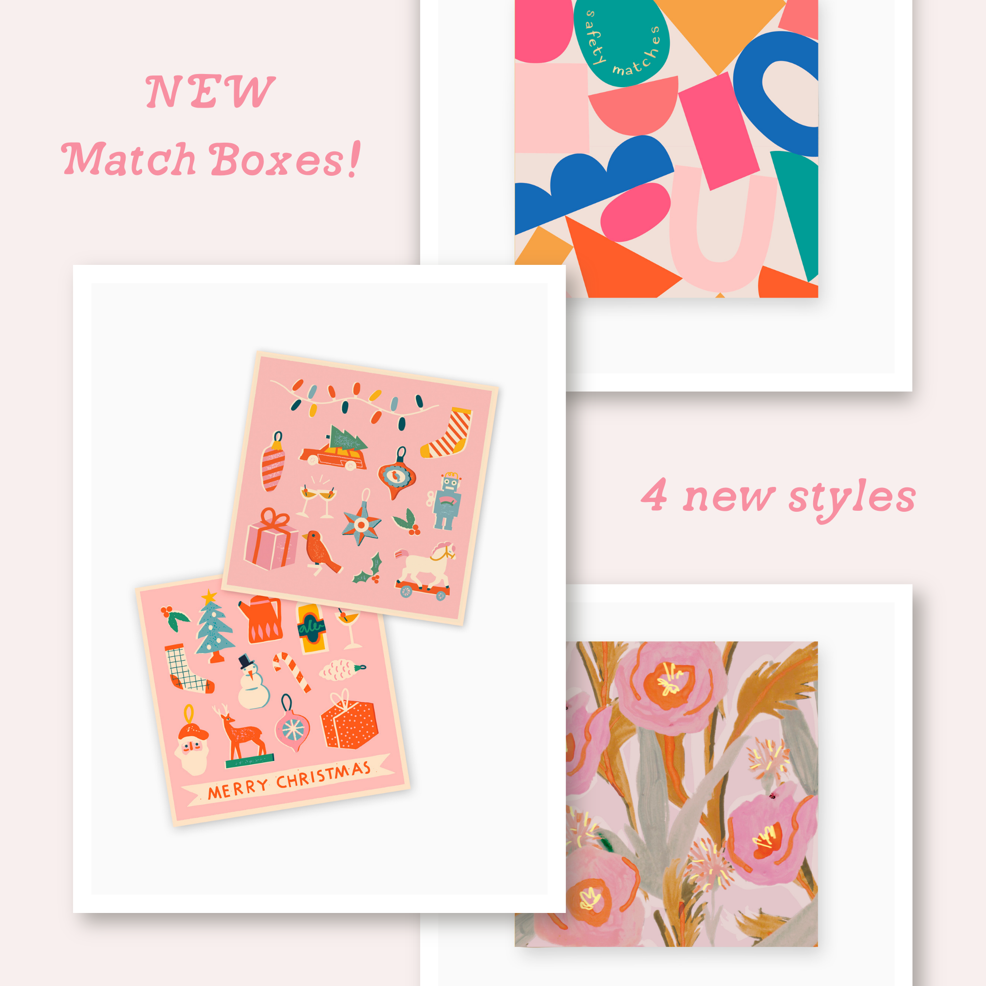 Pink Embossed Heart Decorative Matchbox
