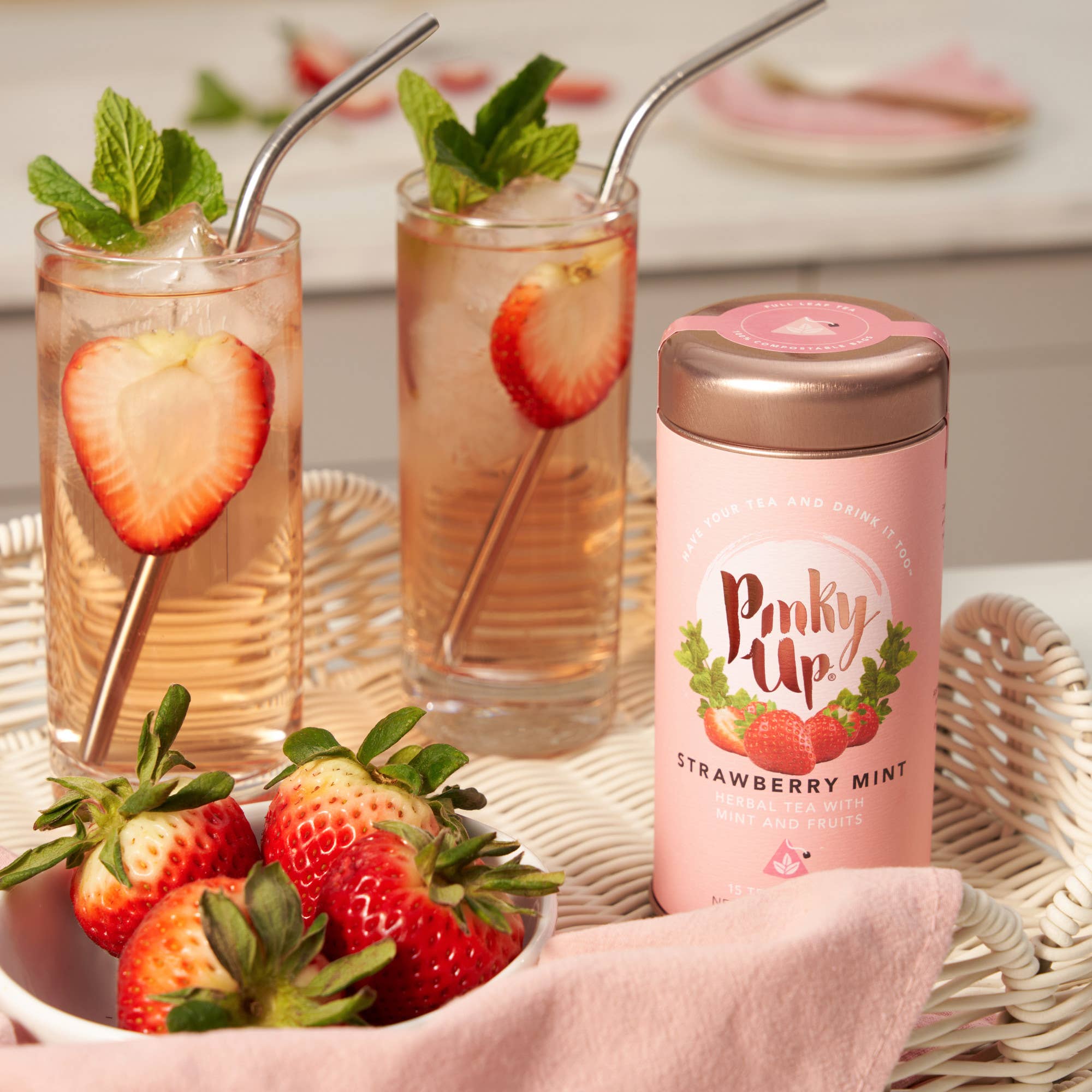 Strawberry Mint Herbal Tea  15 Sachets