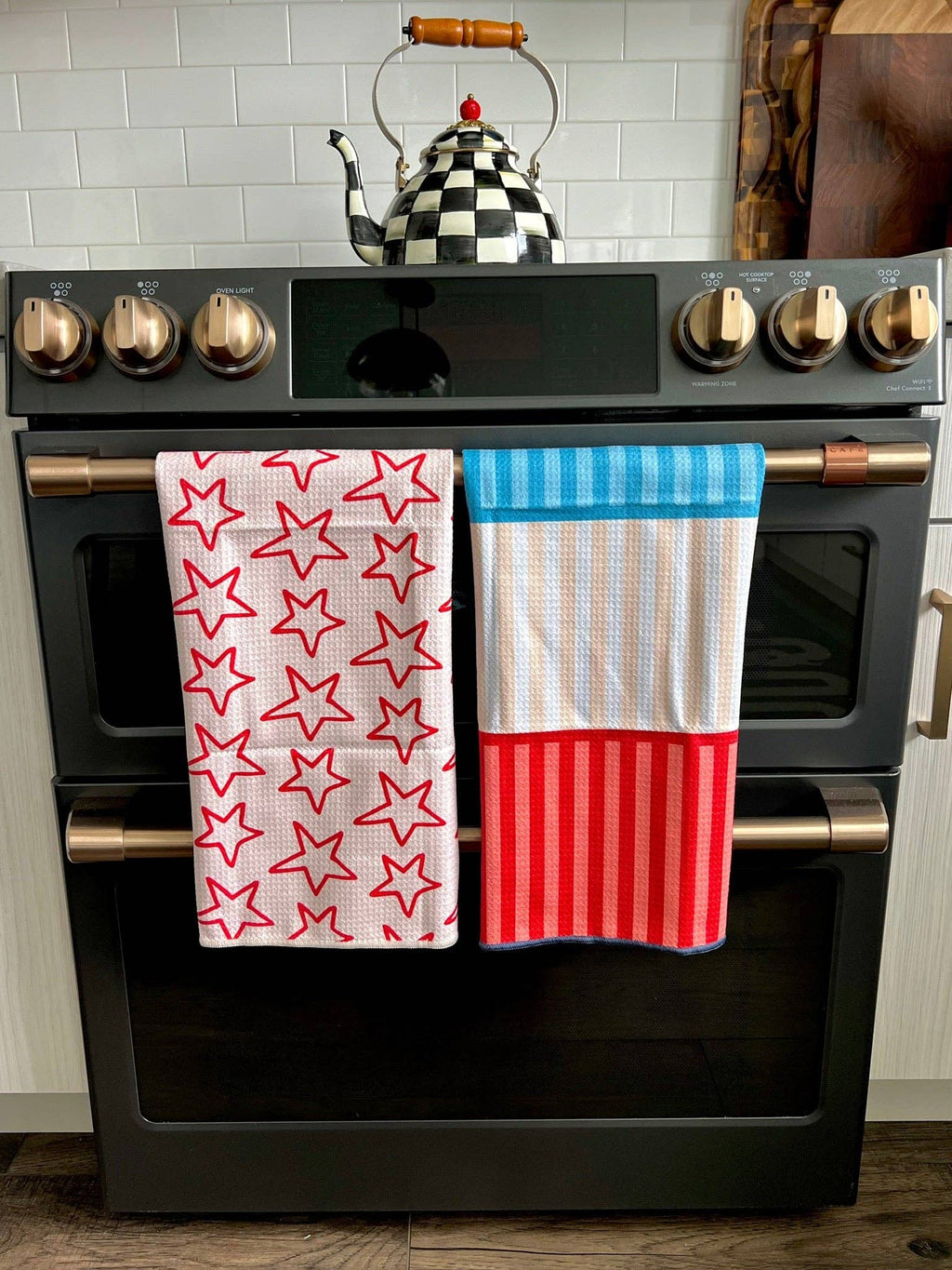 Stars/Stripes On Stripes: 2 Double Sided-Hand Towels - Crae.Home -