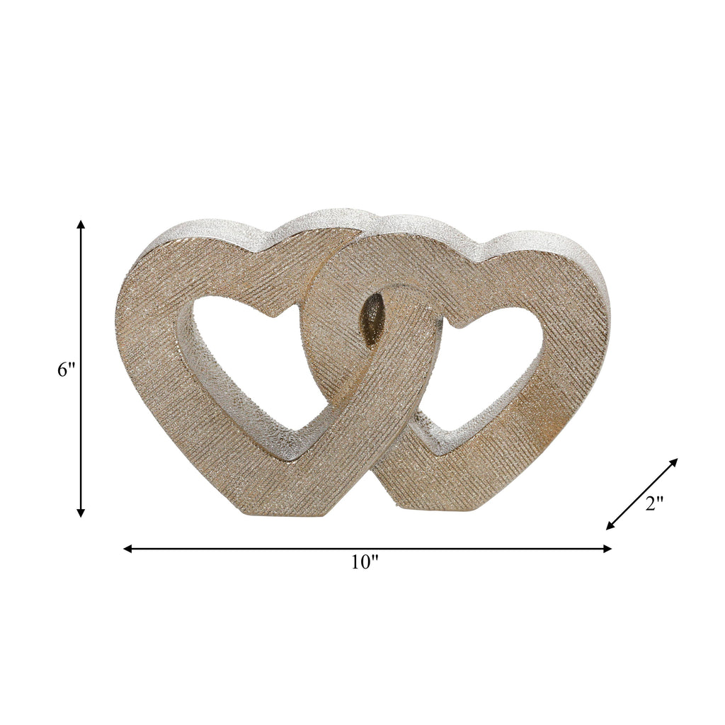 Gold Ceramic Double Heart Table, 10 in.