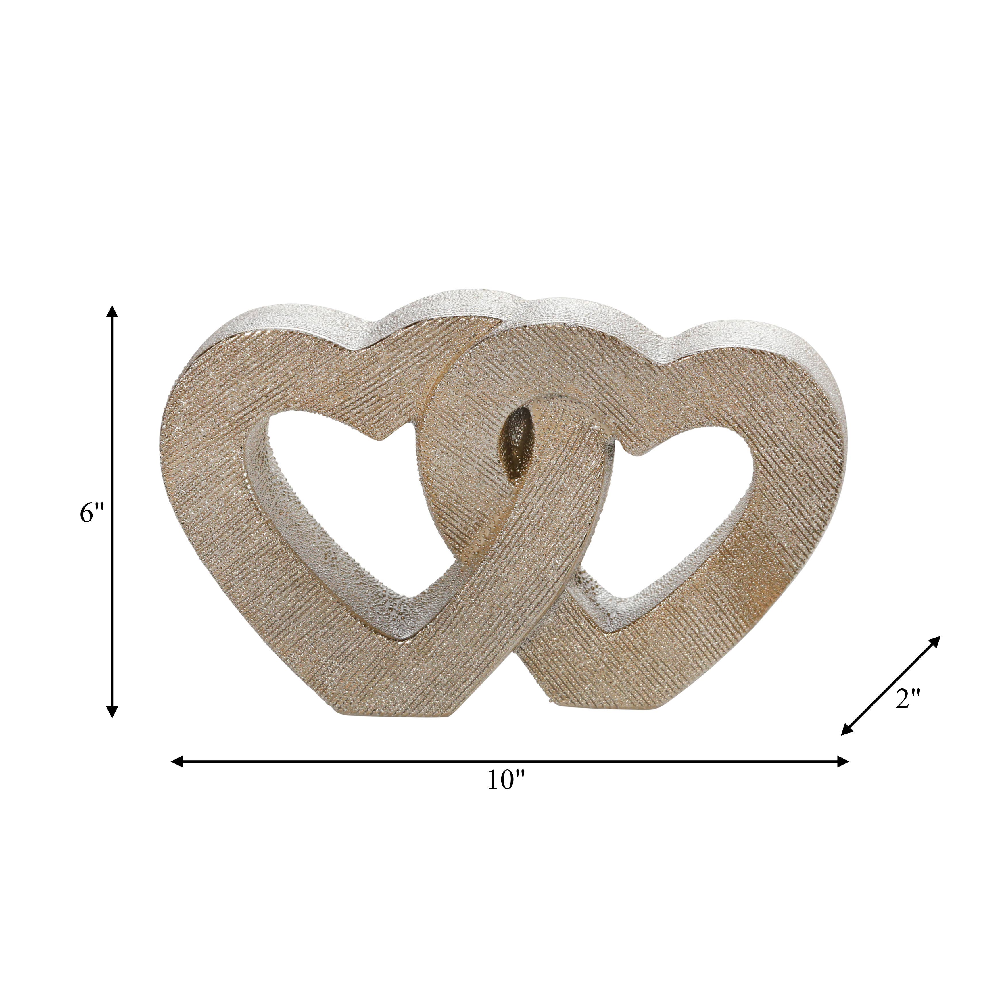 Gold Ceramic Double Heart Table, 10 in.