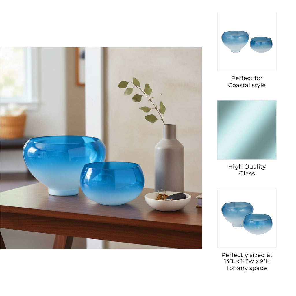 Decorative Bowls - Blue Glass Ombre, 10/14 in.