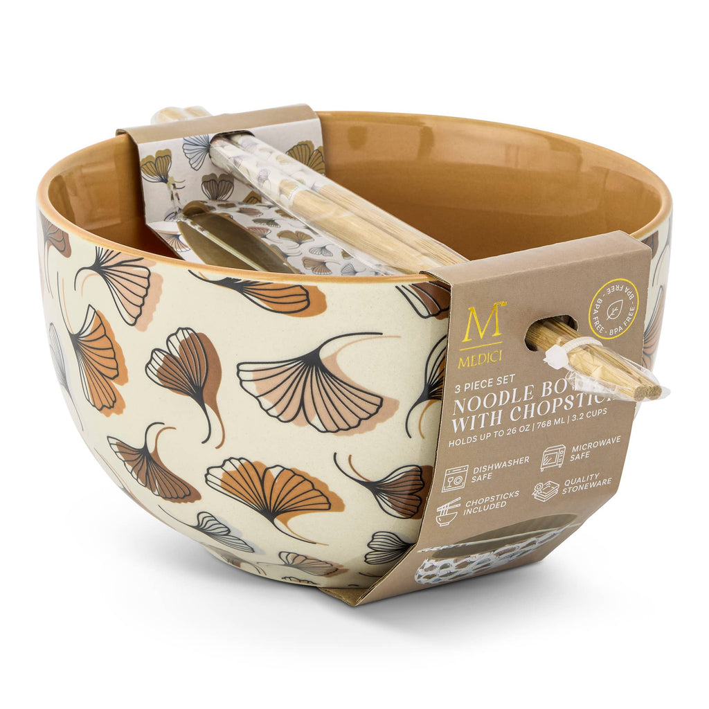 Ramen Bowls w/ Chopsticks-26oz - Ginkgo Neutral