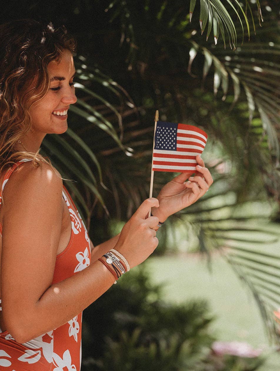 "Brave" Red, White & Blue with Silver Star Accents- K'lani hair tie bracelets