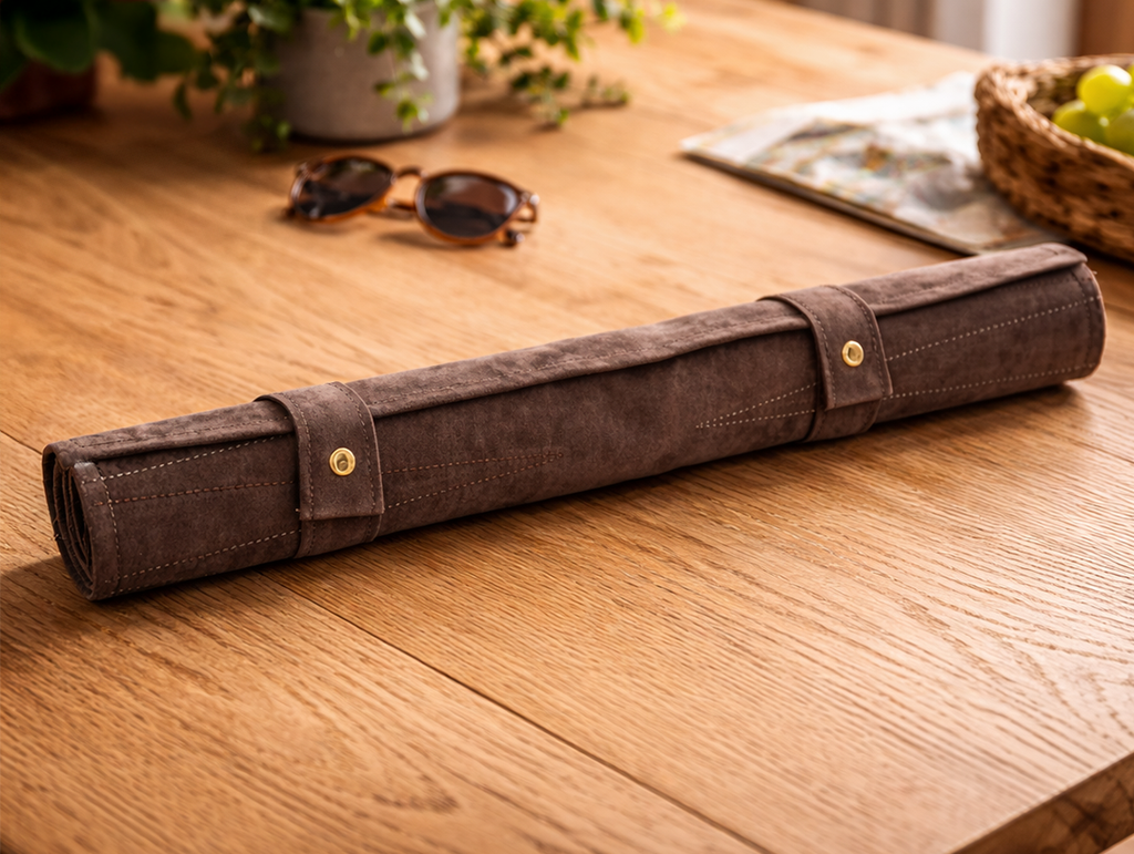 Warren Grey Suede Roll-up Backgammon Travel Set