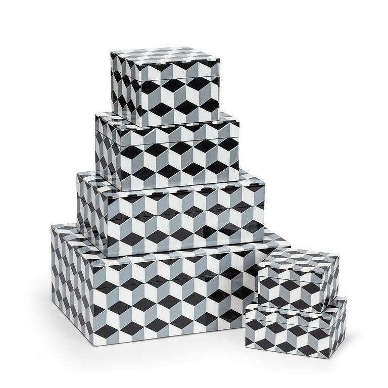 Set of 2 Rectangle Mosaic Boxes - Grey