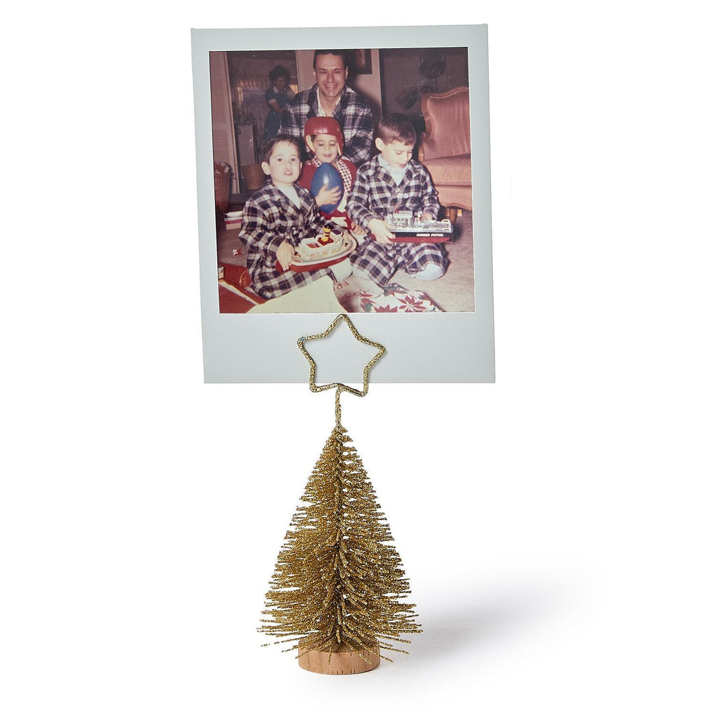 Gold Bottlebrush Christmas Tree Place Card Holders in Gift Box- Set of 8
