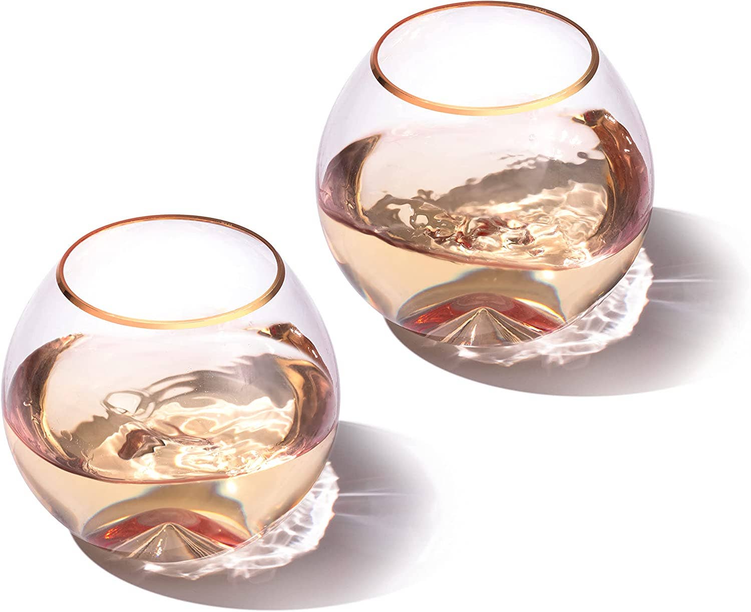 Blush Pink & Gilded Rim Wine Glass, 18oz Glasses