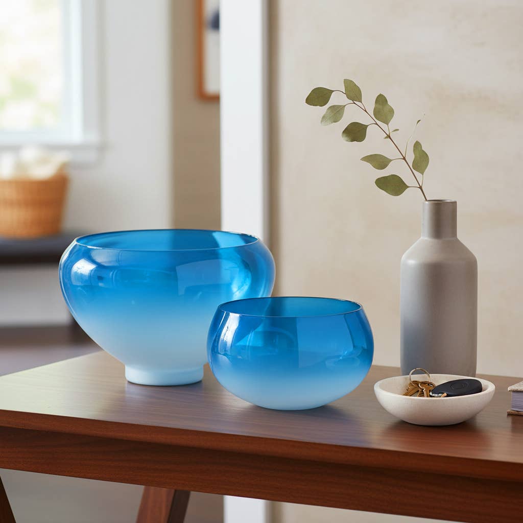 Decorative Bowls - Blue Glass Ombre, 10/14 in.
