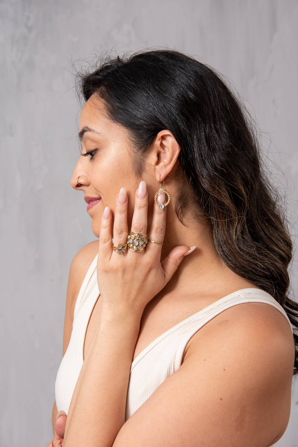 Baizaar - Moonstone Cluster Ring