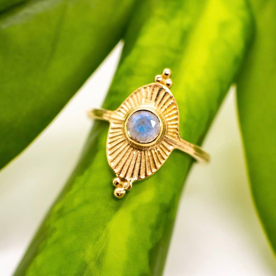 Baizaar - Brass Royal Moonstone Sunray Ring