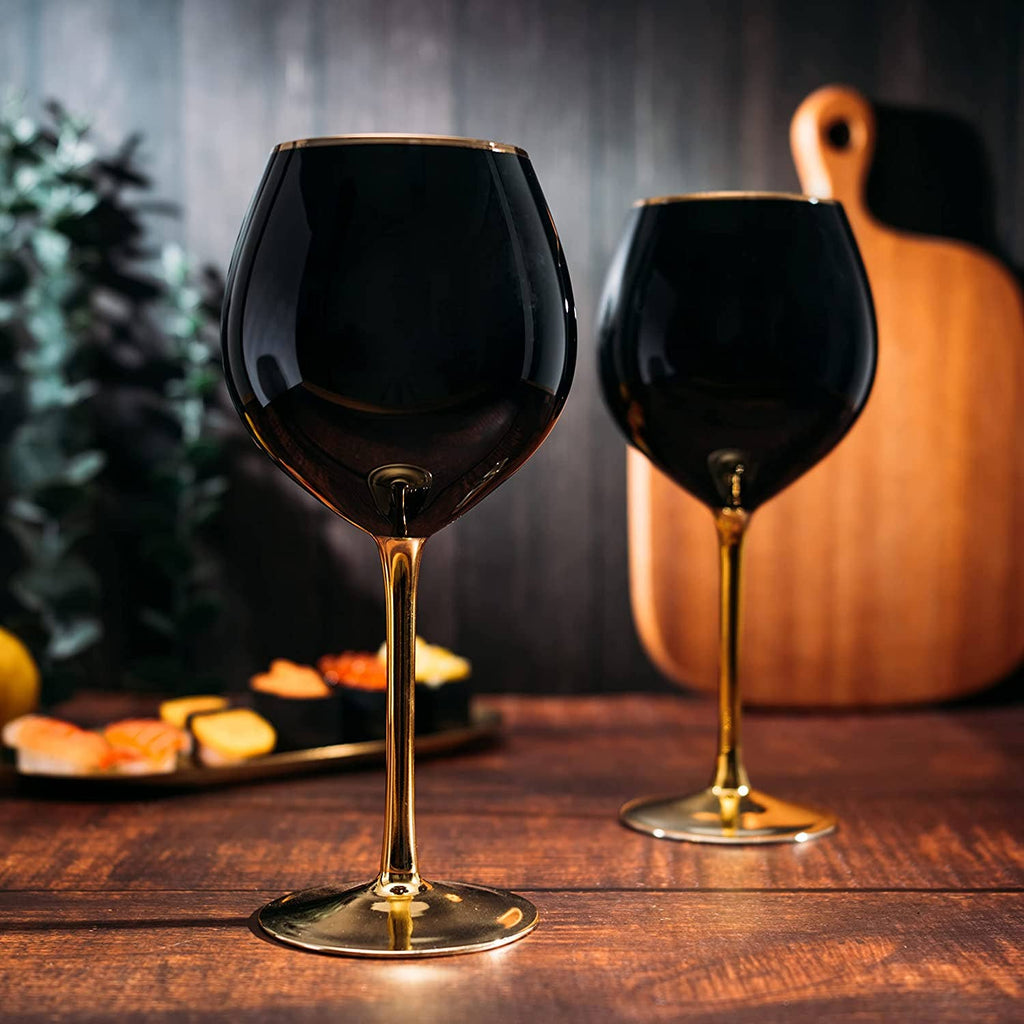 Black / Gold Stemmed Wine Glass