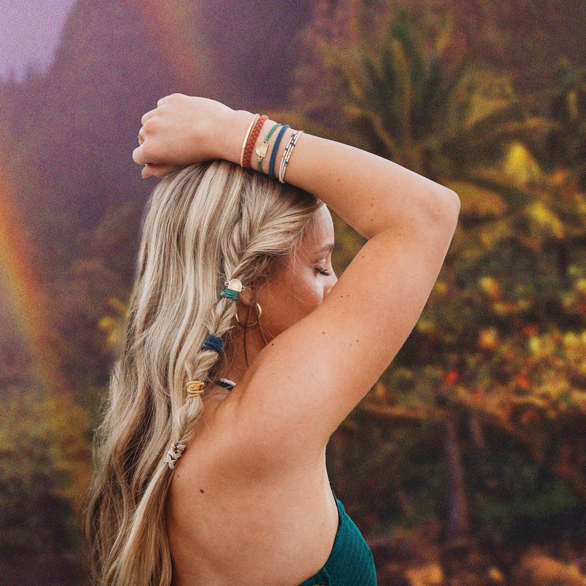 "Imagine" Gold Rainbow Themed Hair Tie Bracelets- K'lani hair tie bracelets