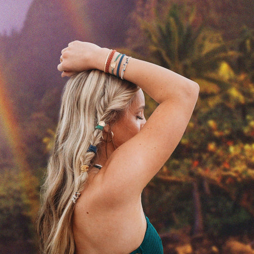 "Imagine" Gold Rainbow Themed Hair Tie Bracelets- K'lani hair tie bracelets