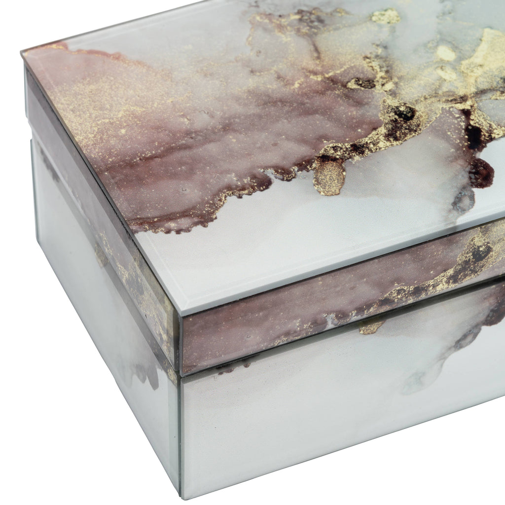 Decorative Box - White/Beige/Gold Wood