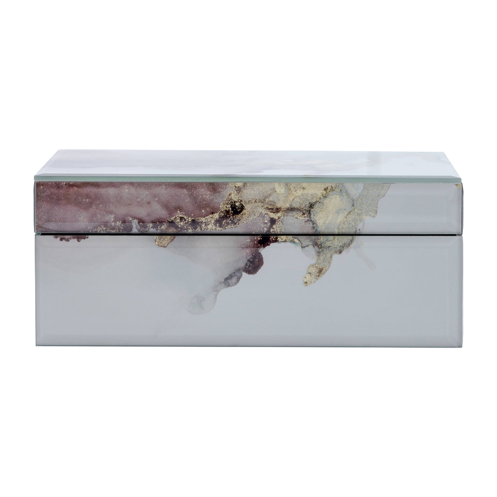 Decorative Box - White/Beige/Gold Wood