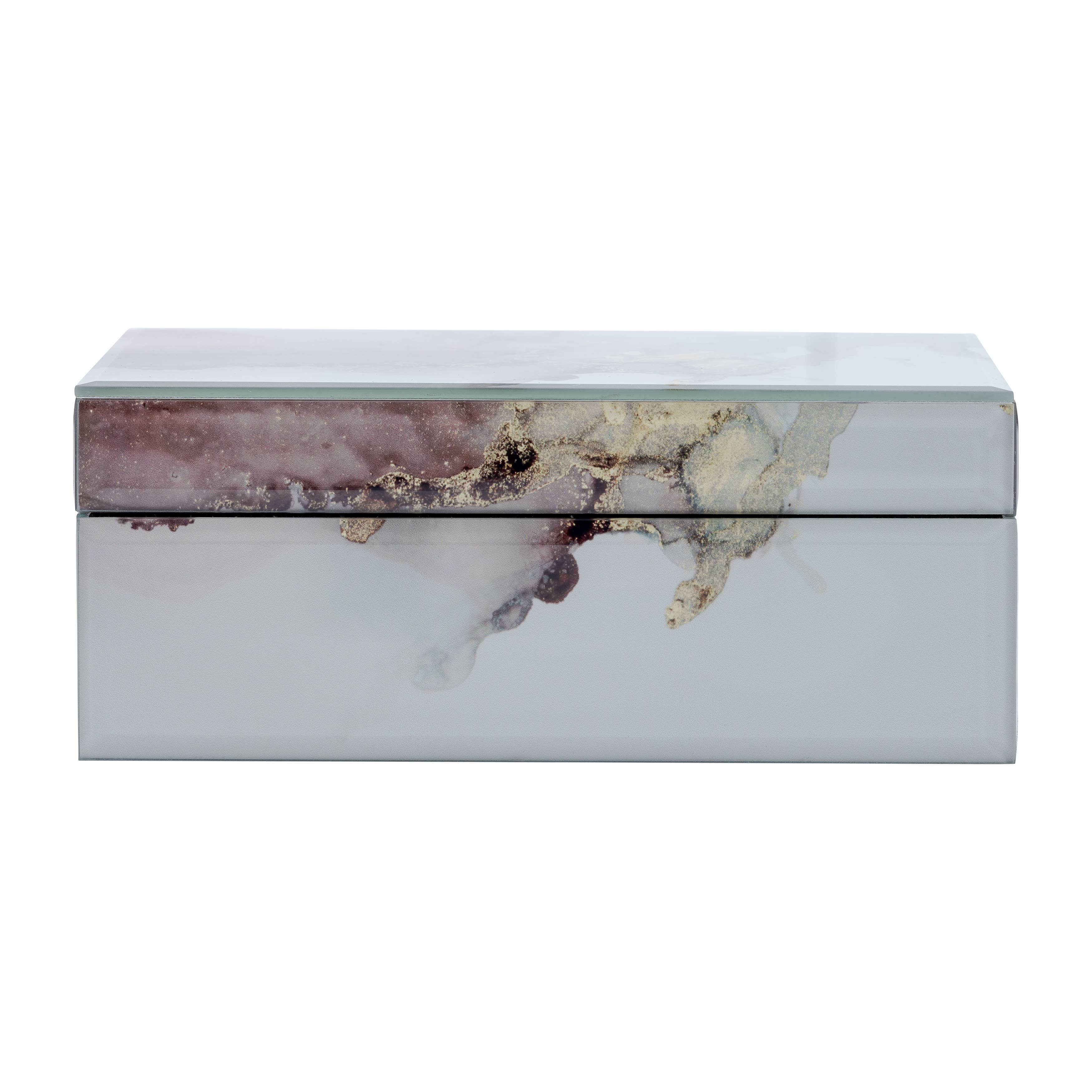 Decorative Box - White/Beige/Gold Wood