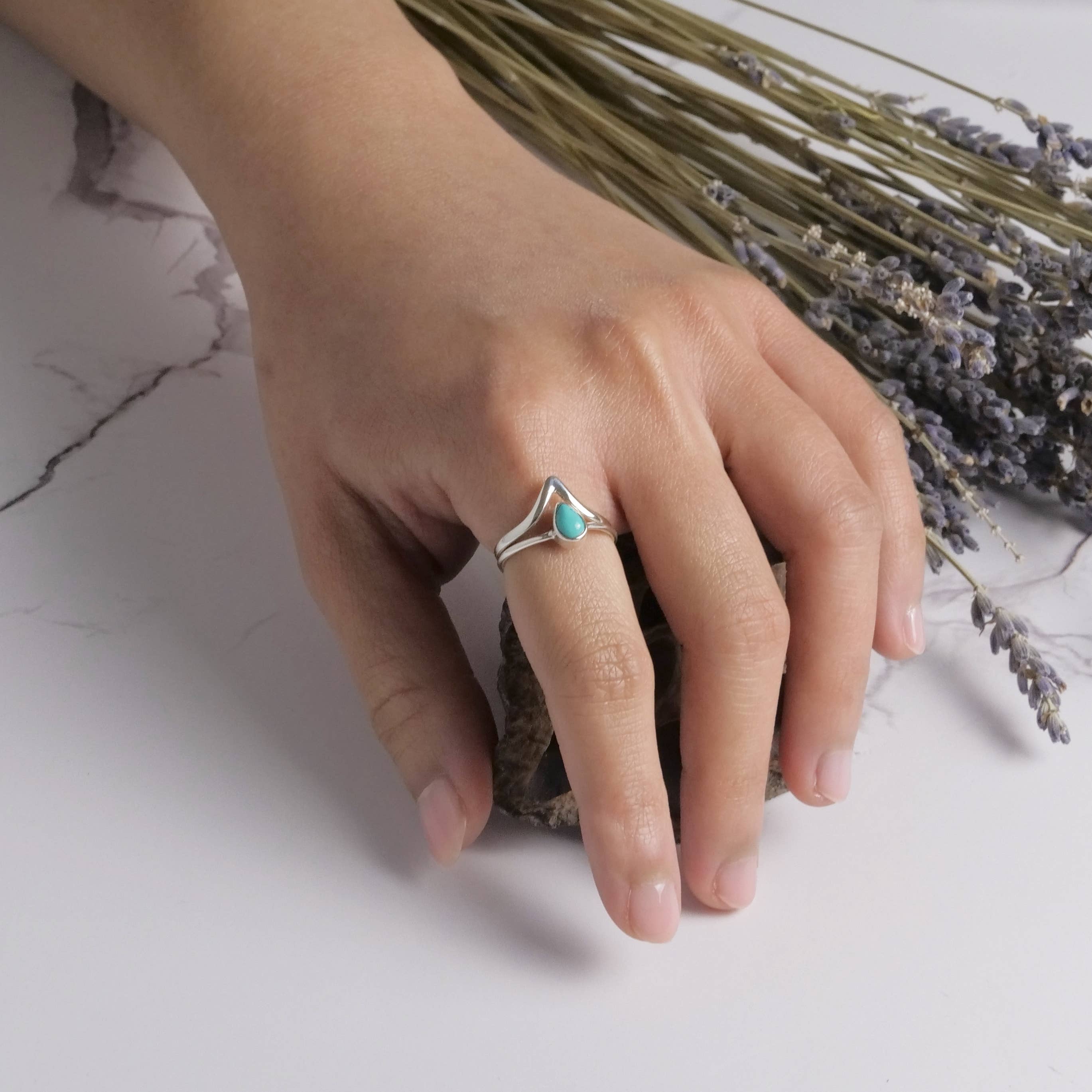 Sterling Silver Chevron Stone Ring