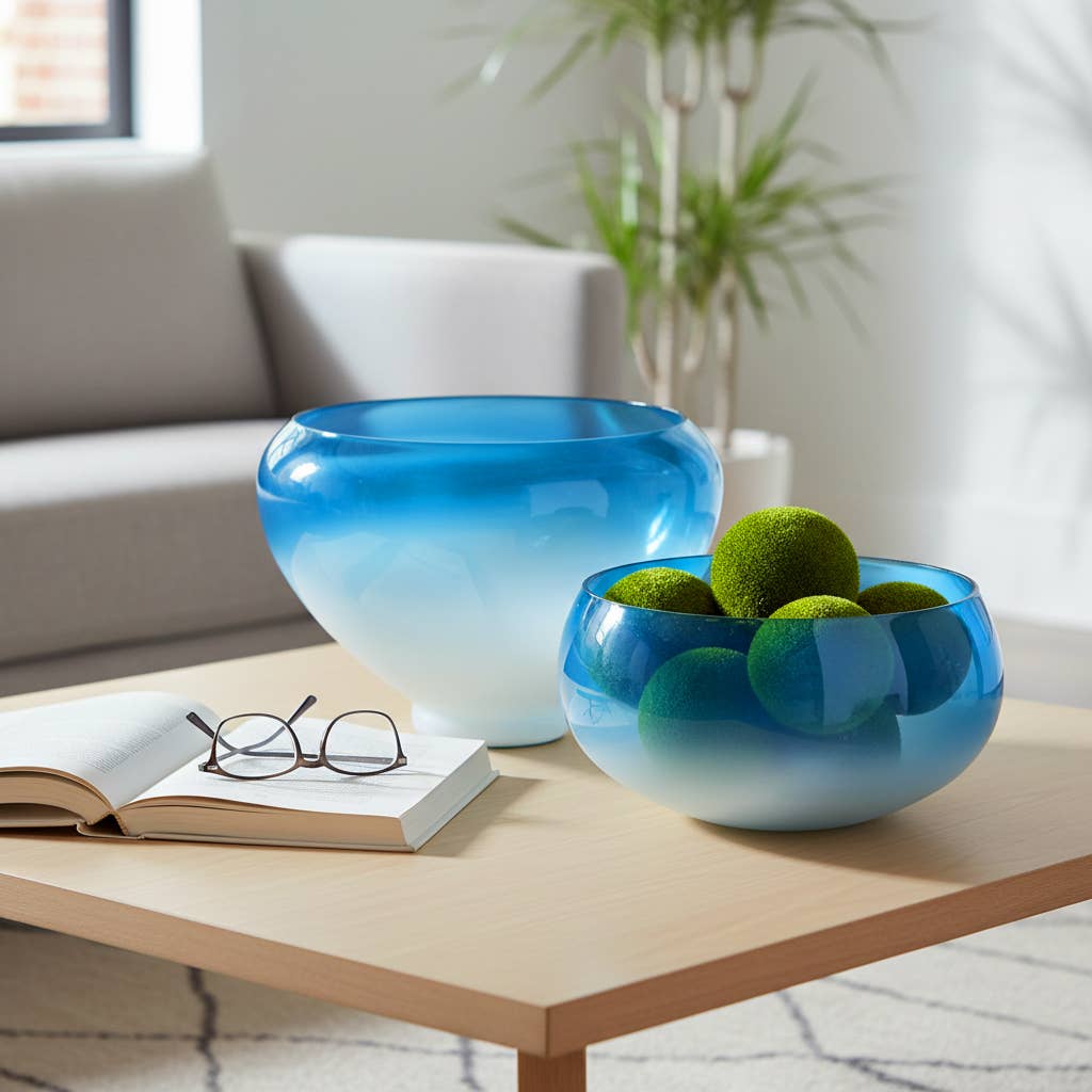 Decorative Bowls - Blue Glass Ombre, 10/14 in.