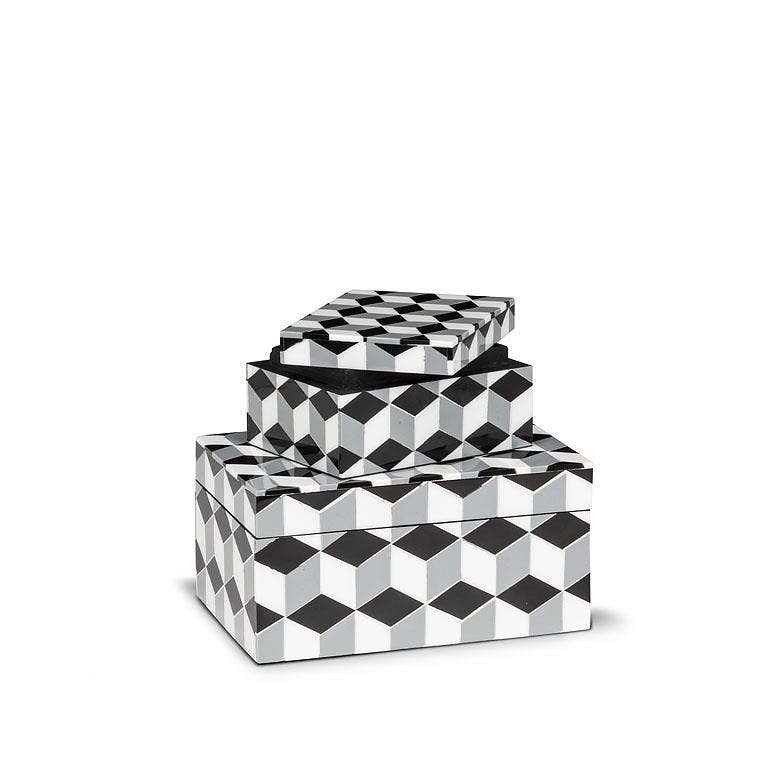 Set of 2 Rectangle Mosaic Boxes - Grey