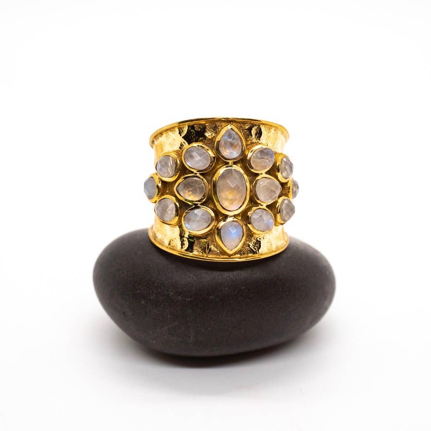 Baizaar - Moonstone Cluster Ring