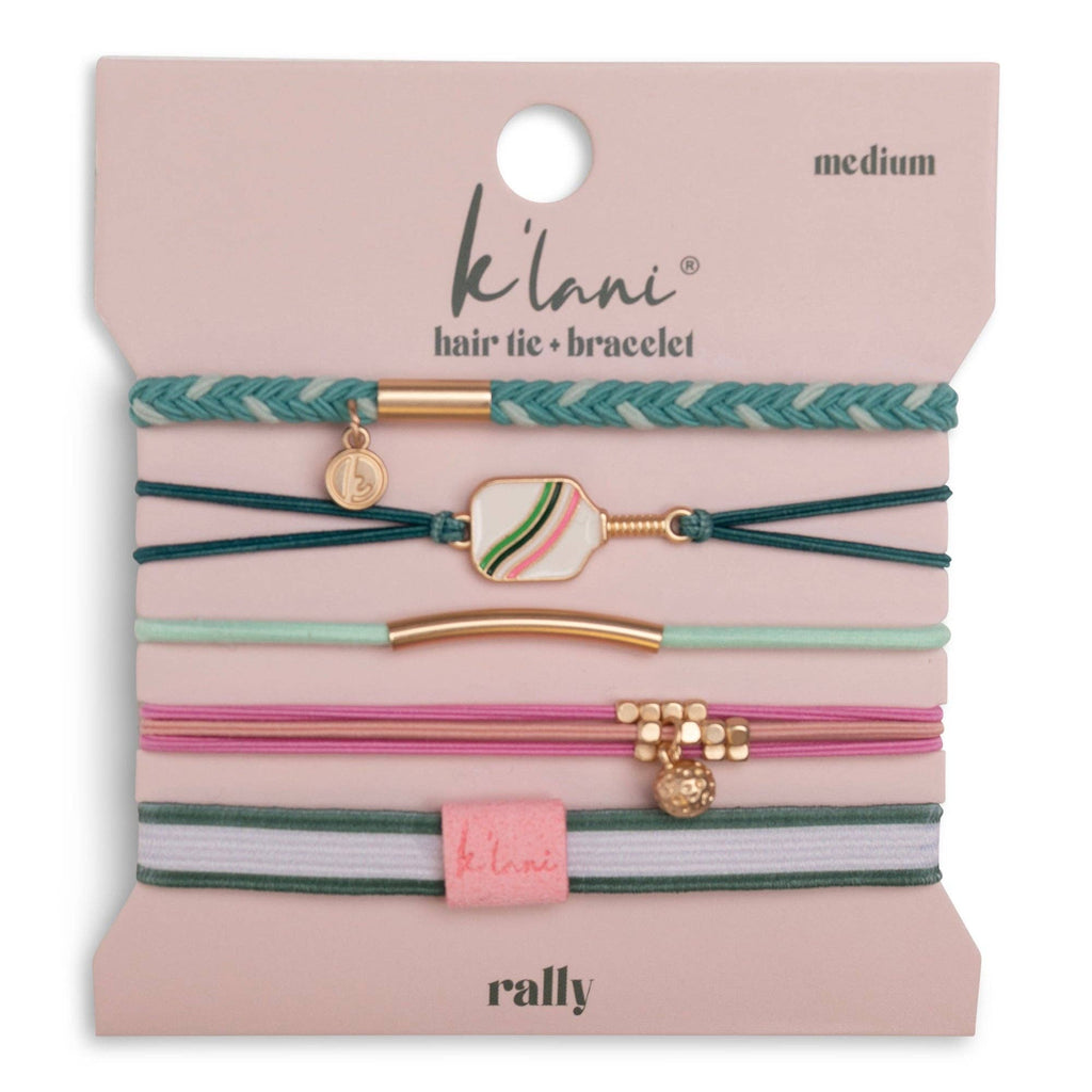"Rally" Pickleball with Pink and Green Hair Tie Bracelets- K'lani hair tie bracelets