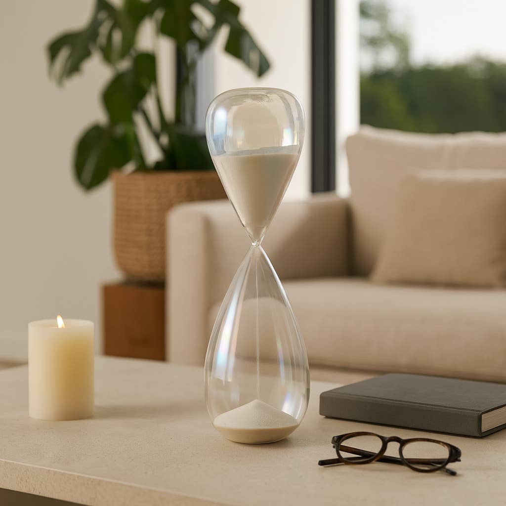 Glass Large Iridescent Teardrop Hourglass - Clear, 20 in.