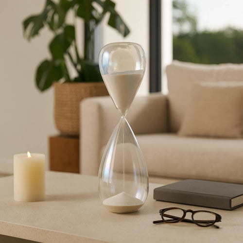 Glass Large Iridescent Teardrop Hourglass - Clear