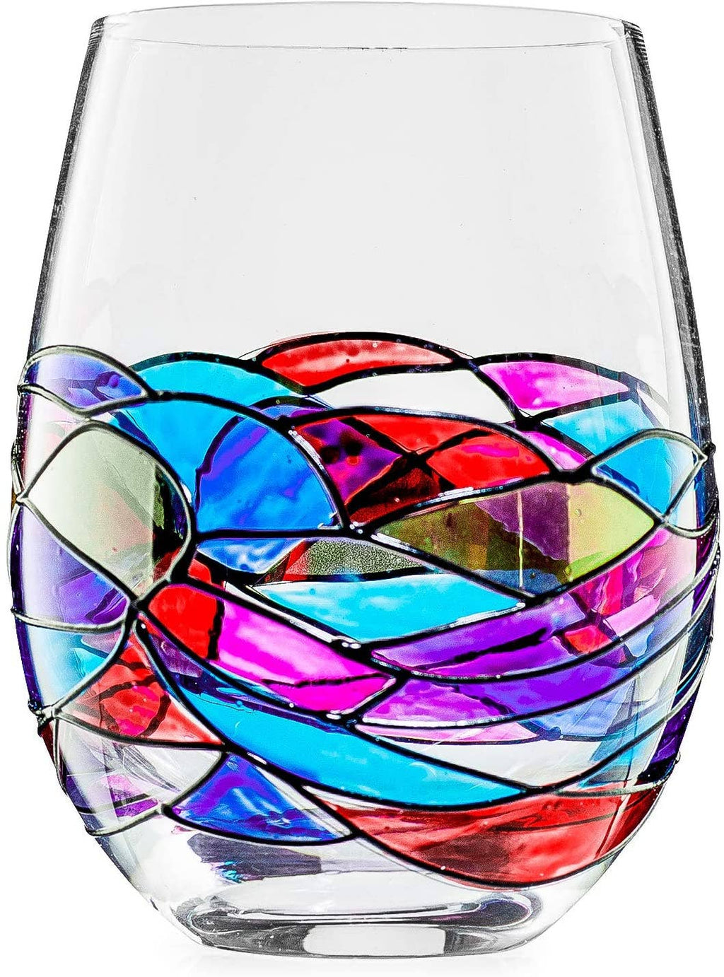Renaissance Stain-glassed Windows Wine Decanter & 4 Glasses