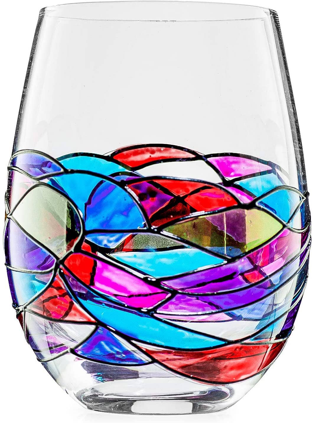 Renaissance Stain-glassed Windows Wine Decanter & 4 Glasses