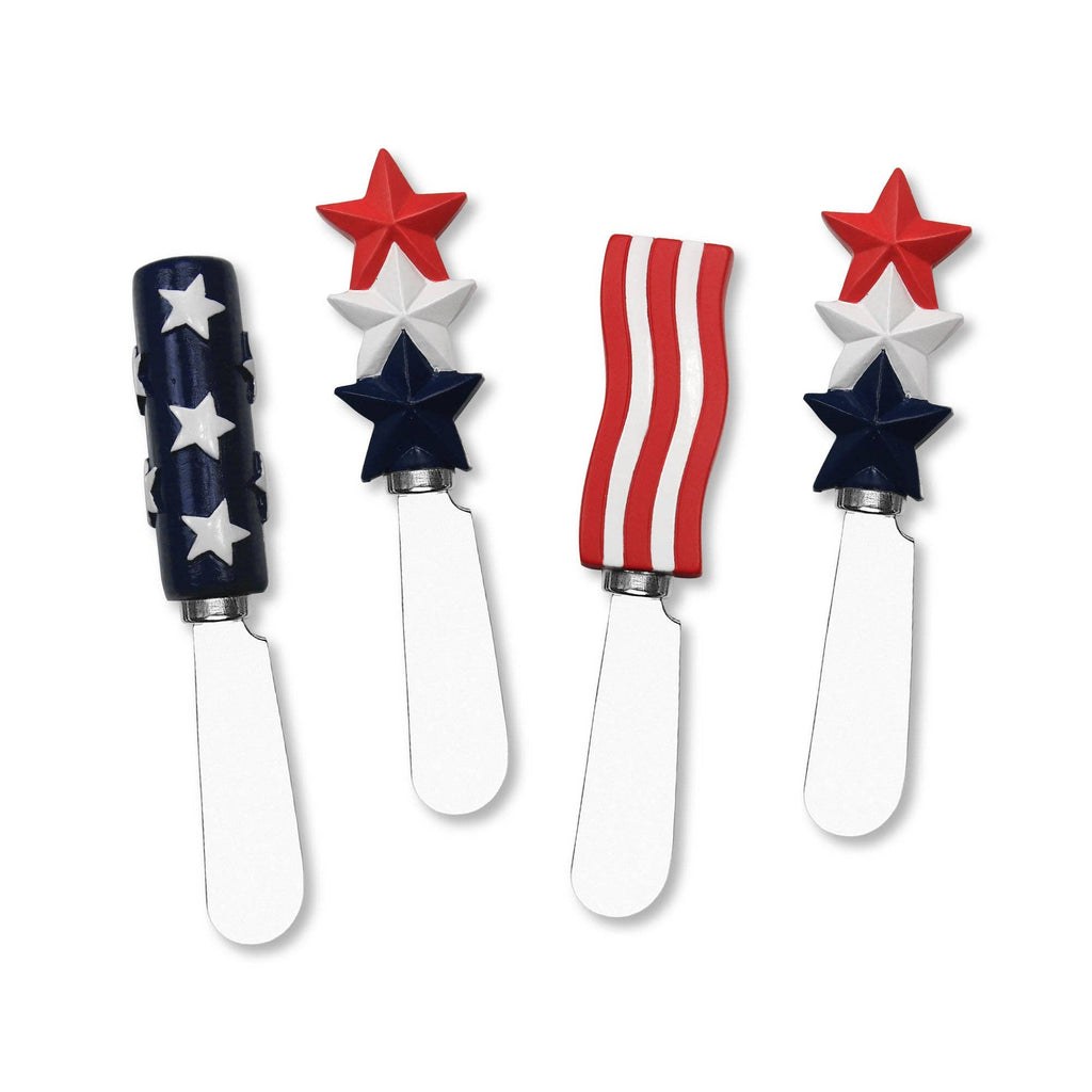 4-Piece American Flag Polyresin Cheese Spreader