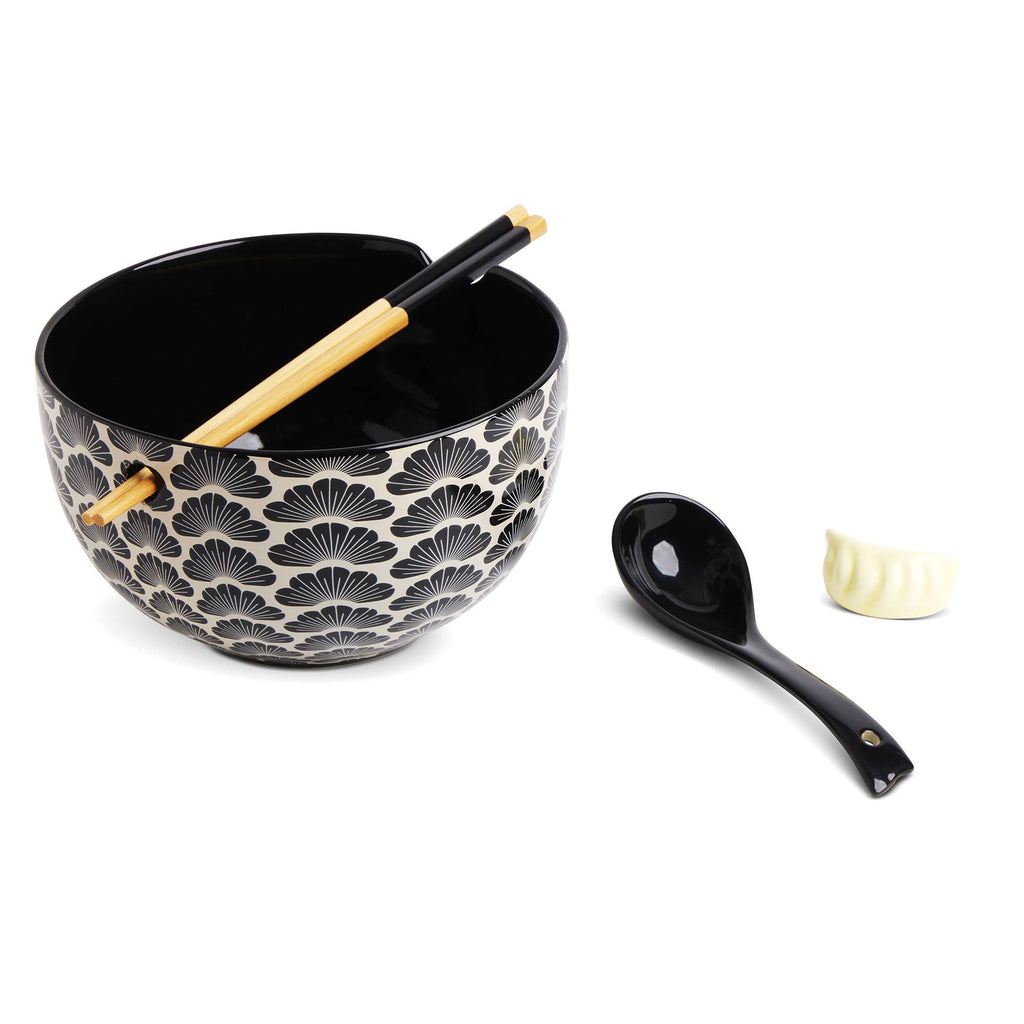 Ramen Noodle Bowl w/ Chopsticks, Spoon & Holder- 26oz