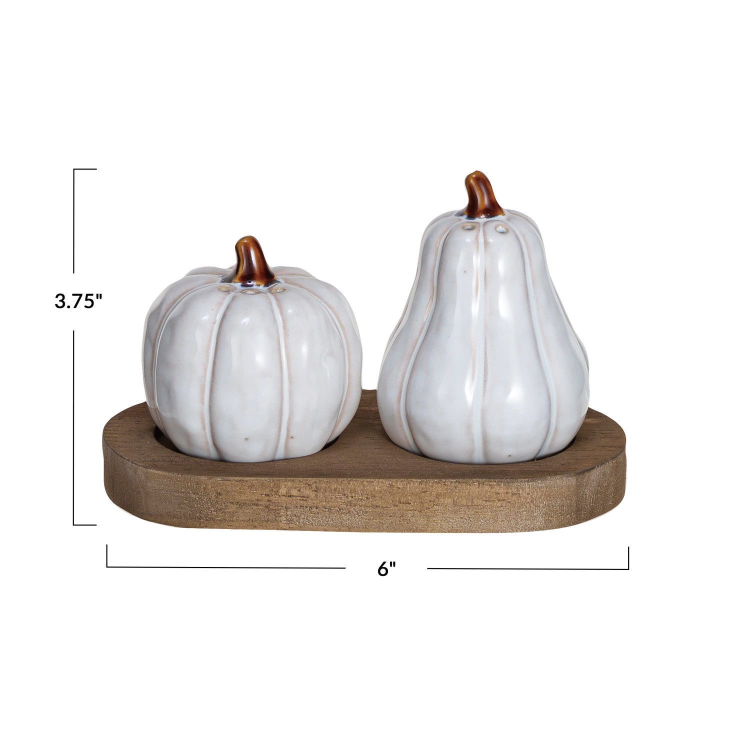 Gourds Salt & Pepper Shakers w/ Wood Tray