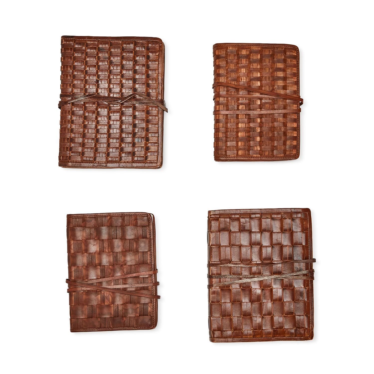 Woven Leather Journal - Chestnut - 6"x8"