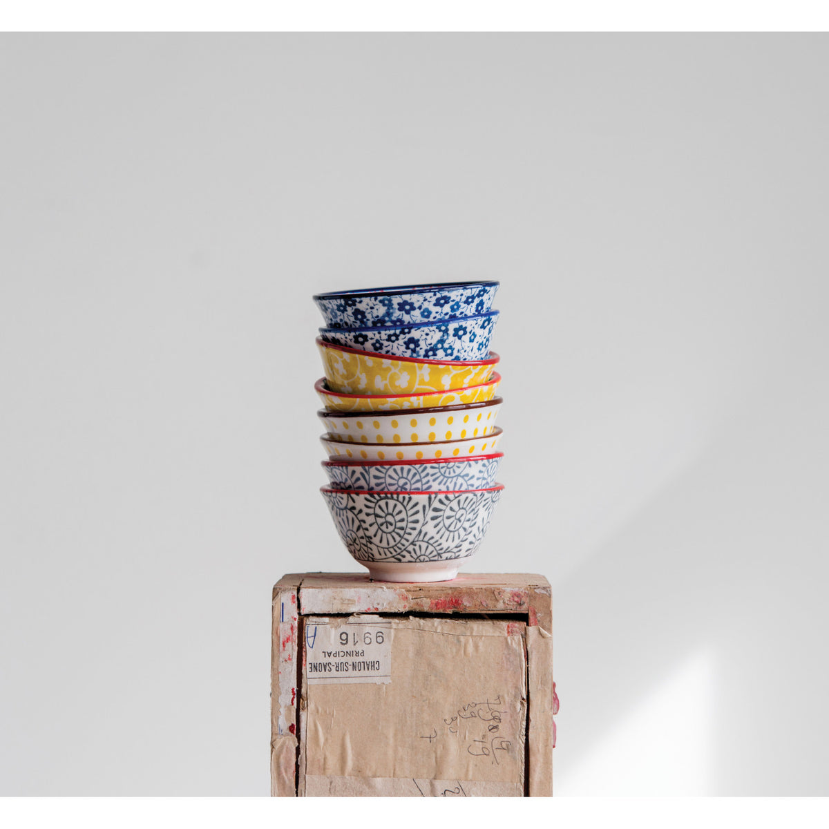 Hand-Stamped Stoneware Pinch Pot, 4 Assorted Styles